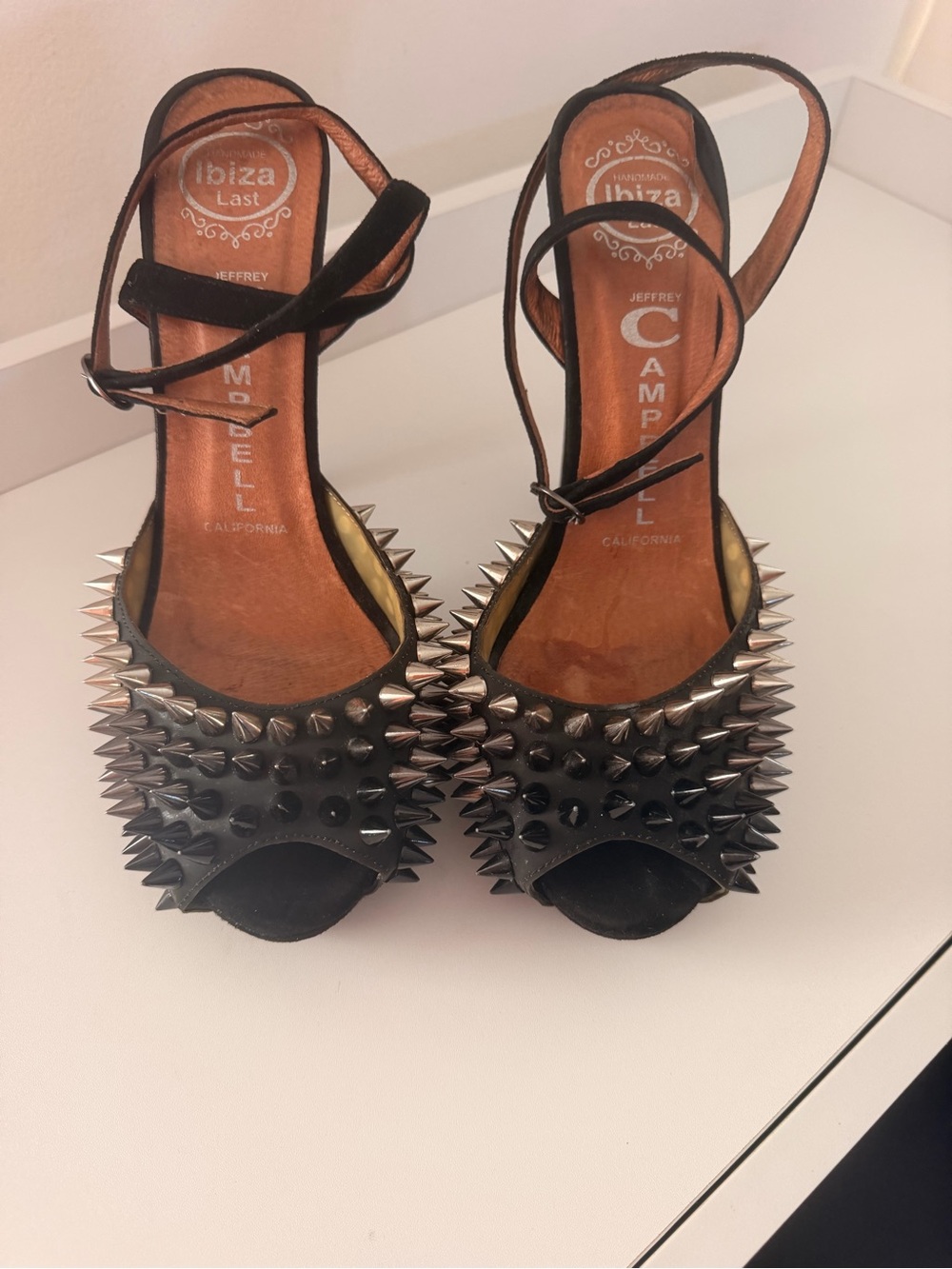 Jeffrey Campbell Handmade "Ibiza Last" studded platform pumps